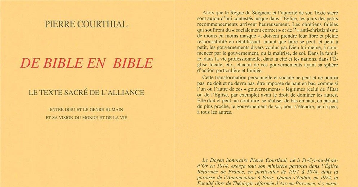 Livre audio : De Bible en Bible, Le Texte sacré de l’Alliance (Pierre Courthial)