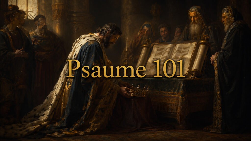 Illustration du Psaume 101 : l’engagement du roi à gouverner sa maison et la cité selon l’intégrité et la justice.