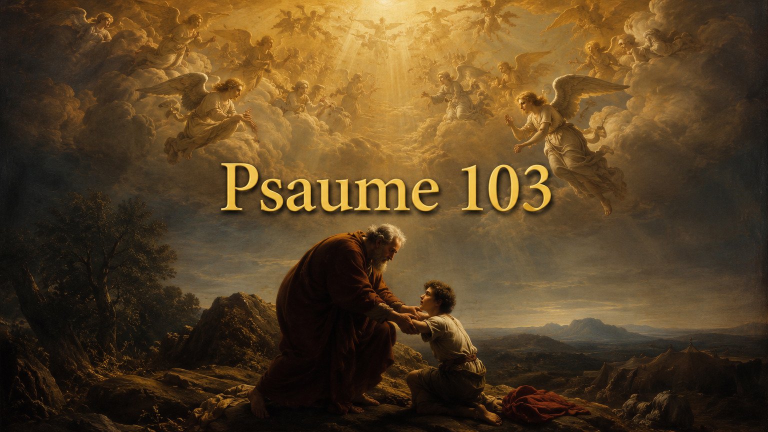 Illustration du Psaume 103 : la compassion paternelle de Dieu, son pardon et sa fidélité d’alliance envers les êtres fragiles.