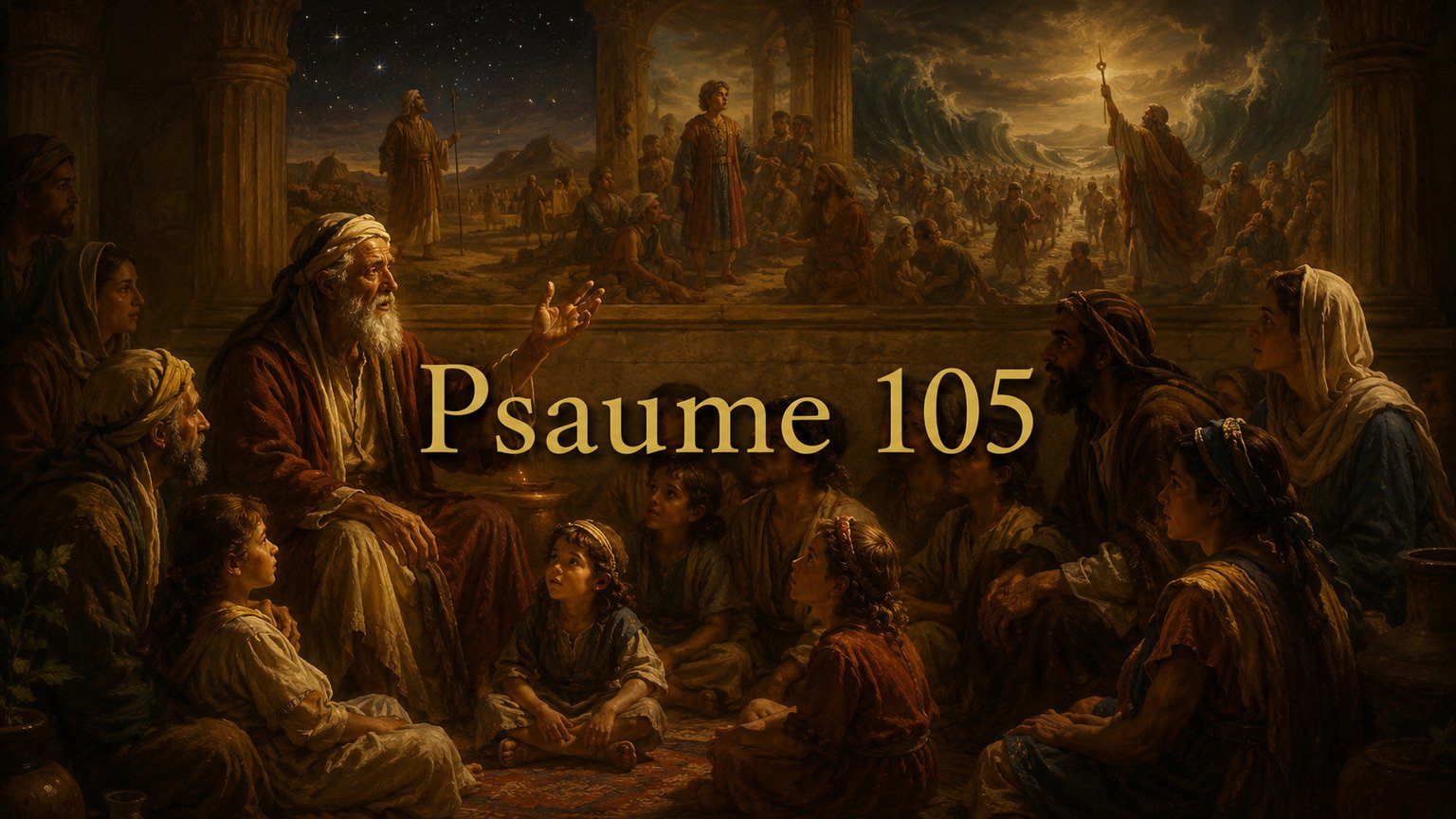 Illustration du Psaume 105 : la mémoire de l’alliance depuis Abraham jusqu’à l’Exode et au don du pays.