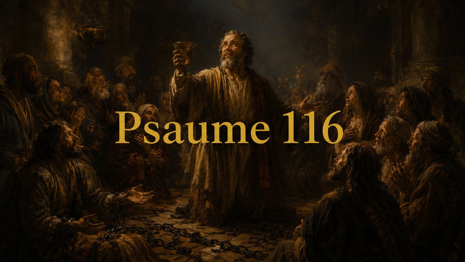 Illustration du Psaume 116 : l’amour reconnaissant de celui que Dieu a délivré de la mort et qui reprend la coupe du salut.