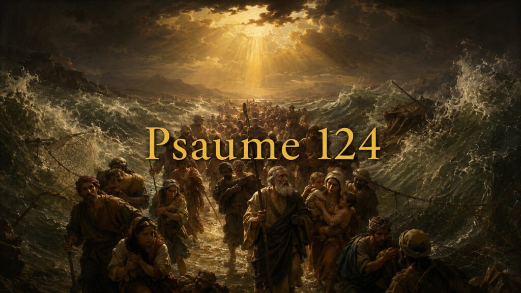 Illustration du Psaume 124 : la confession que seul Dieu a empêché son peuple d’être englouti et l’a délivré du filet.