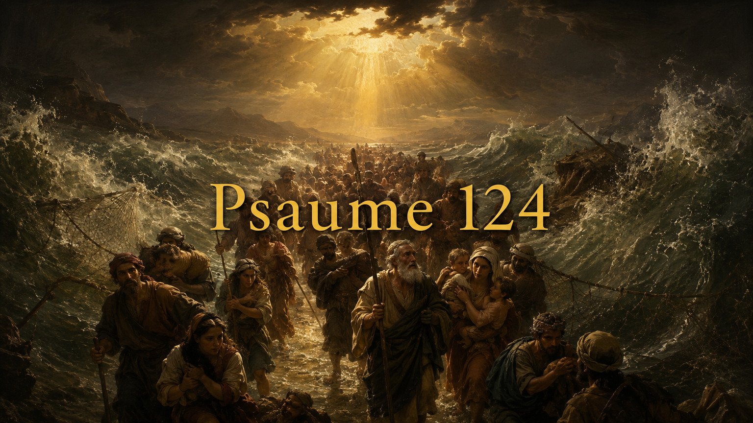 Illustration du Psaume 124 : la confession que seul Dieu a empêché son peuple d’être englouti et l’a délivré du filet.