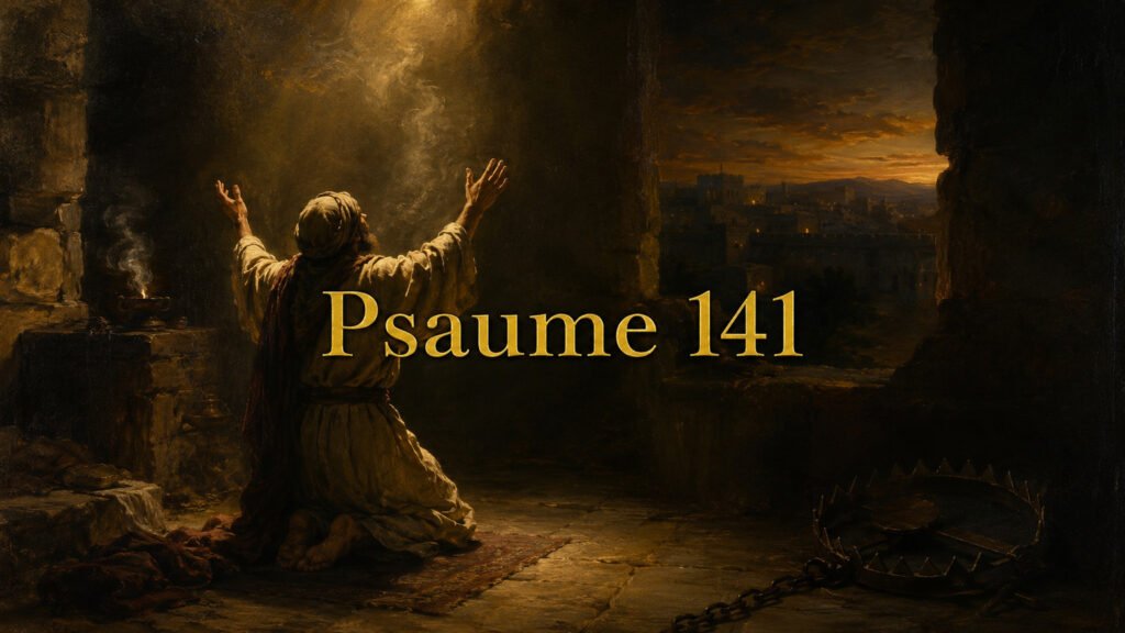 Illustration du Psaume 141 : la prière du soir, la garde demandée pour la bouche et le refus de participer au mal.