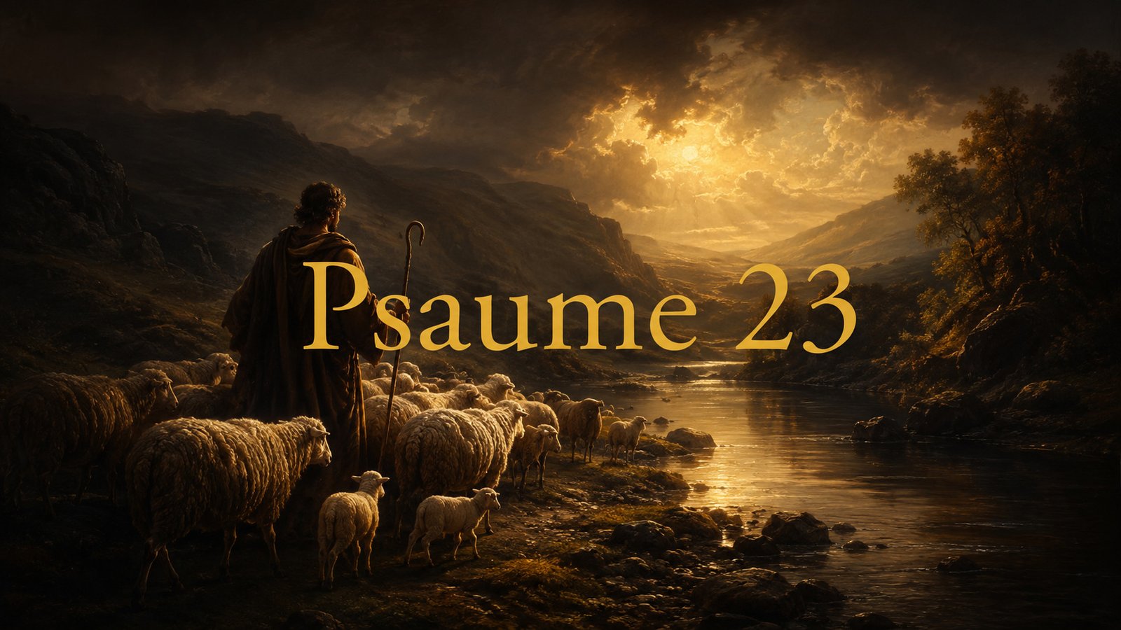 Illustration du Psaume 23, la conduite personnelle du Berger qui nourrit, restaure, accompagne dans la vallée et reçoit à sa table.