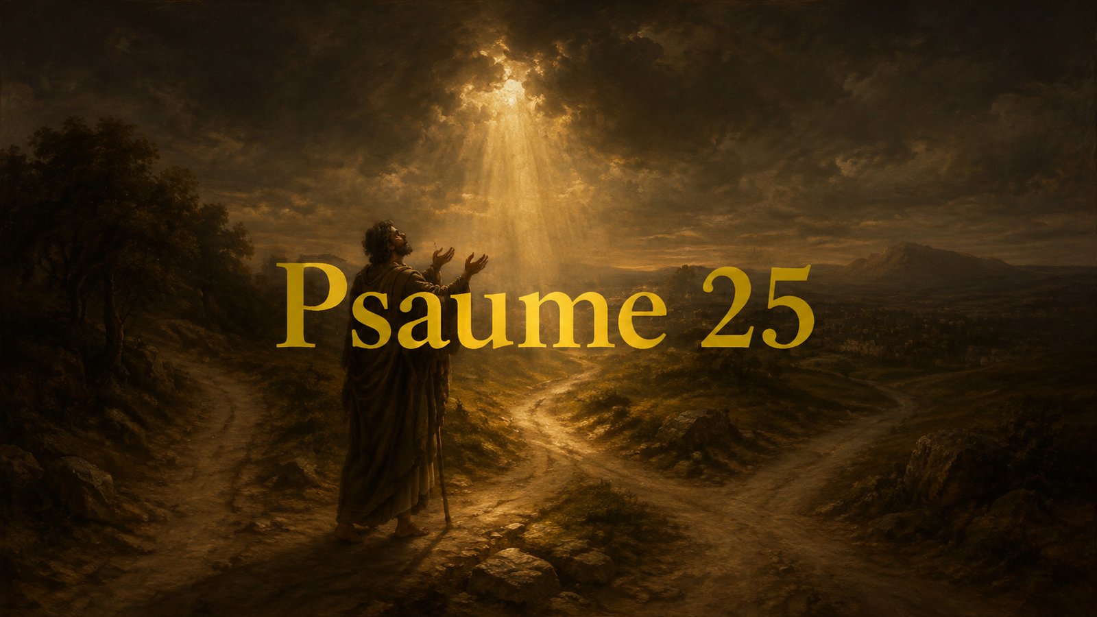 Illustration du Psaume 25, la supplication alphabétique qui demande direction, pardon et délivrance en s’appuyant sur l’alliance.