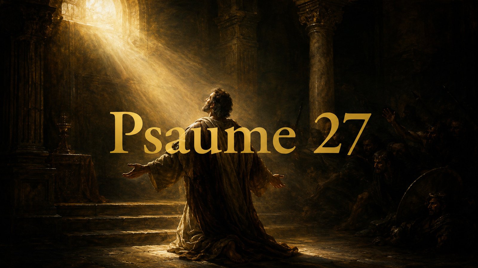 Illustration du Psaume 27, la confiance en Dieu lumière et salut, tendue vers le désir de sa présence et l’attente courageuse.
