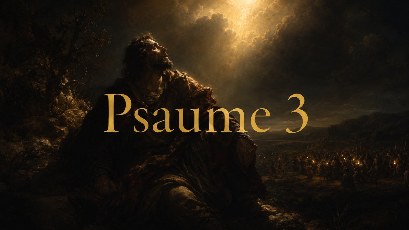Illustration du Psaume 3, la confiance du croyant assiégé, soutenu par Dieu qui relève sa tête.