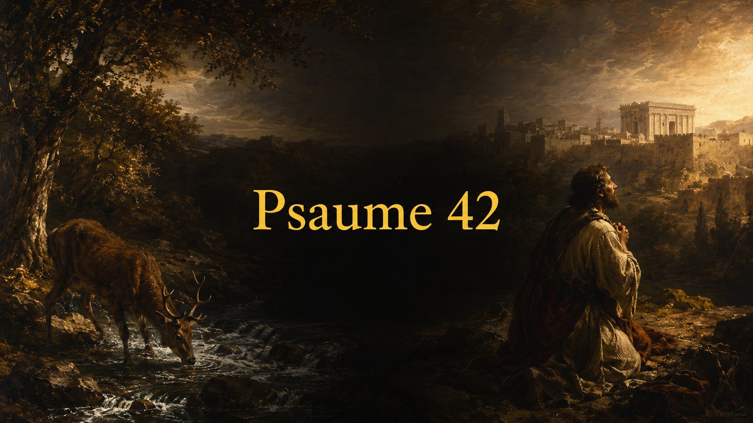Illustration du Psaume 42 : la soif de Dieu, le souvenir du sanctuaire et l’espérance qui se reprend elle-même.