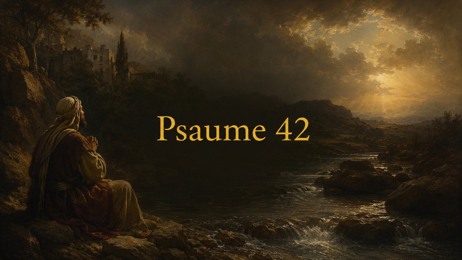 Illustration du Psaume 42 : la soif de Dieu, le combat intérieur et l’appel adressé à l’âme pour qu’elle espère.