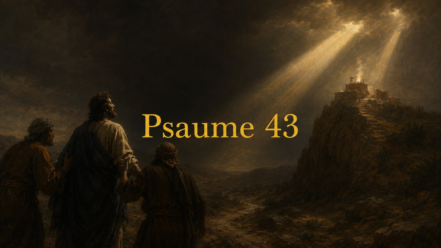 Illustration du Psaume 43 : la demande de justice, de lumière et de vérité pour revenir à l’autel de Dieu.