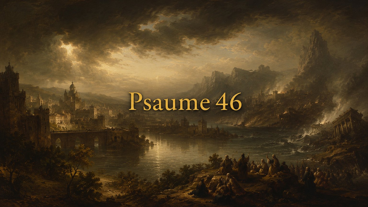 Illustration du Psaume 46 : la présence souveraine de Dieu au milieu des bouleversements des nations et de la création.