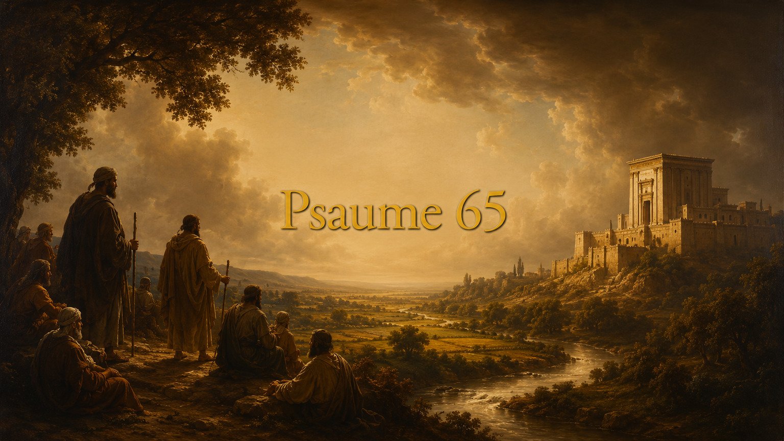 Illustration du Psaume 65 : le pardon, l’accès au sanctuaire et la fécondité de la création visitée par Dieu.