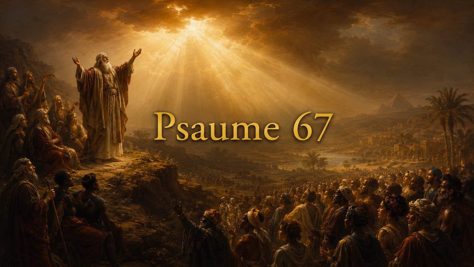 Illustration du Psaume 67 : la bénédiction d’Israël destinée à faire connaître le salut de Dieu parmi toutes les nations.
