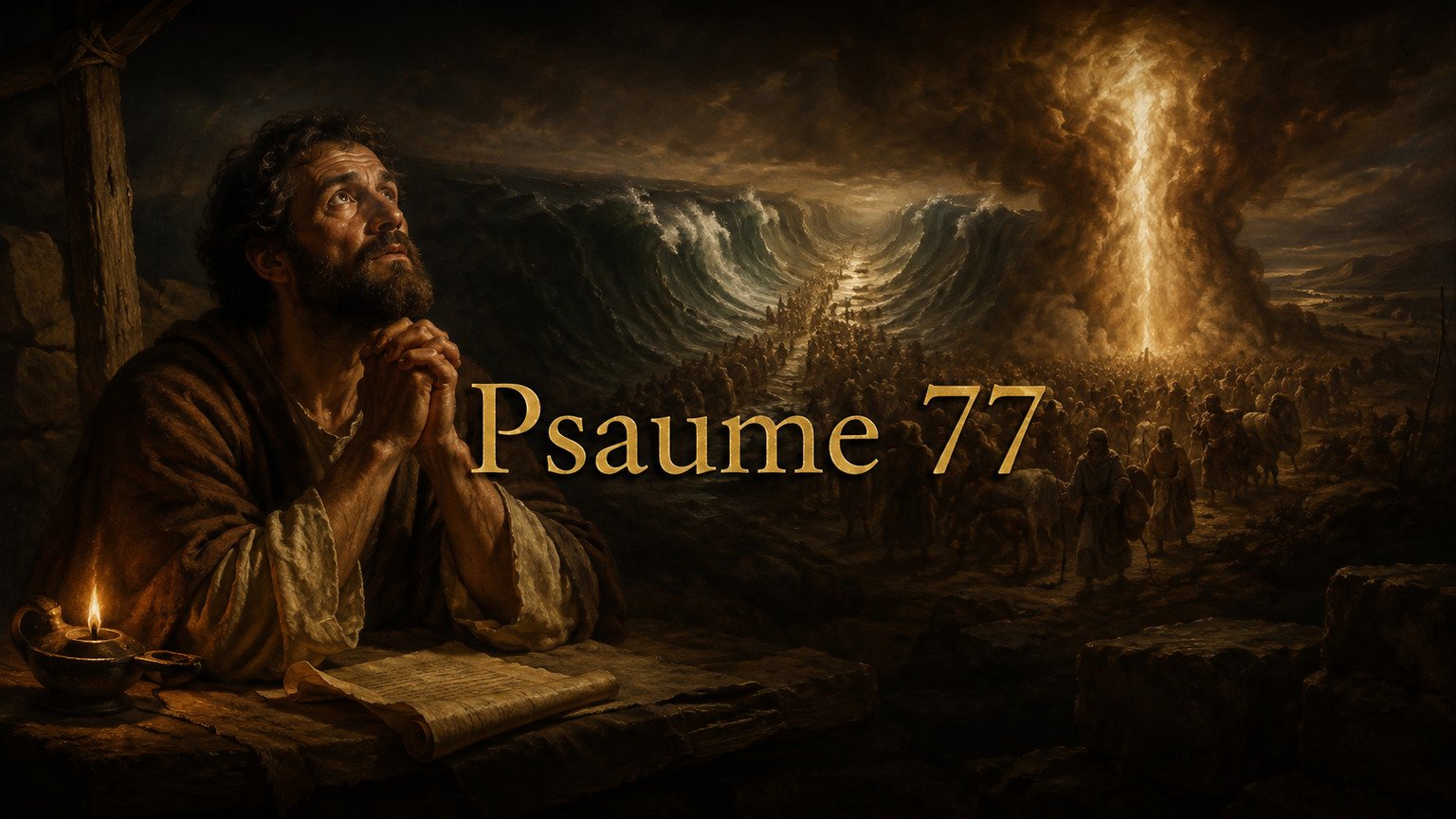 Illustration du Psaume 77 : la nuit de l’épreuve traversée par le souvenir des œuvres rédemptrices de Dieu.