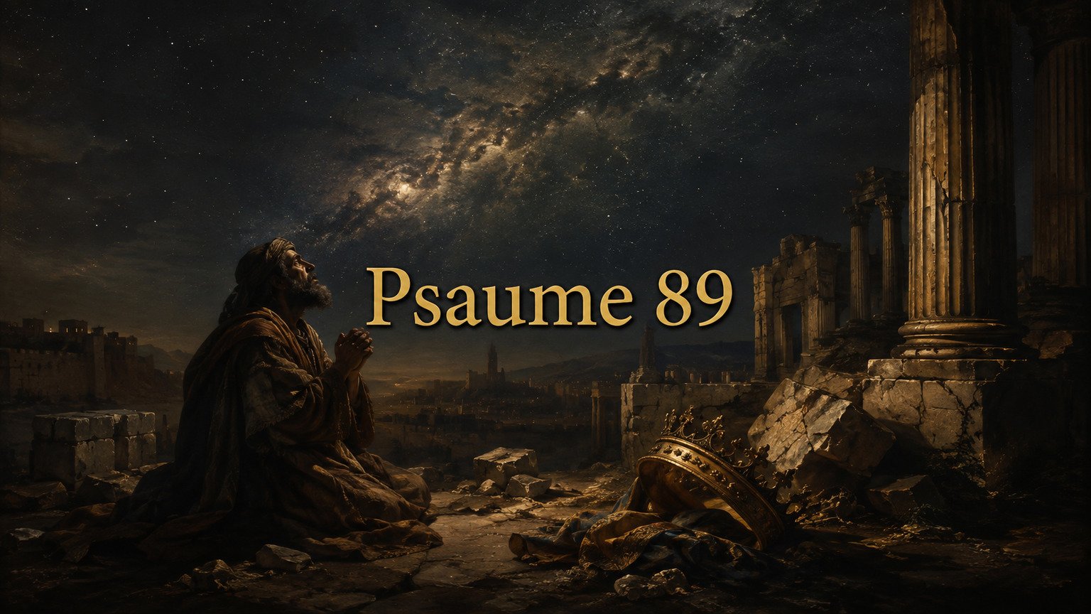 Illustration du Psaume 89 : la fidélité promise à David confrontée à l’humiliation du roi et portée devant Dieu.
