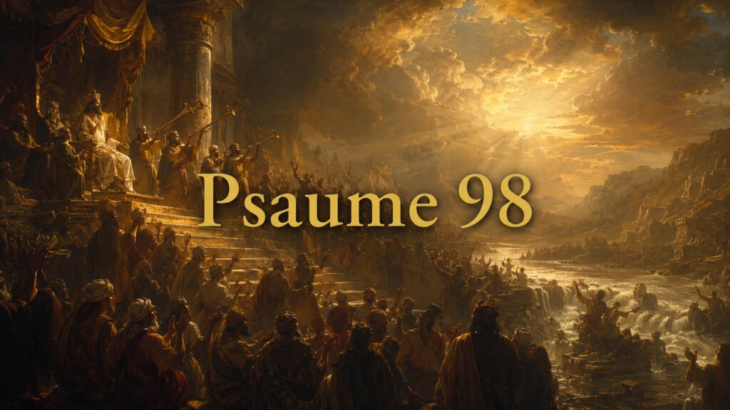 Illustration du Psaume 98 : la victoire salvatrice de Dieu révélée aux nations et accueillie par toute la création.
